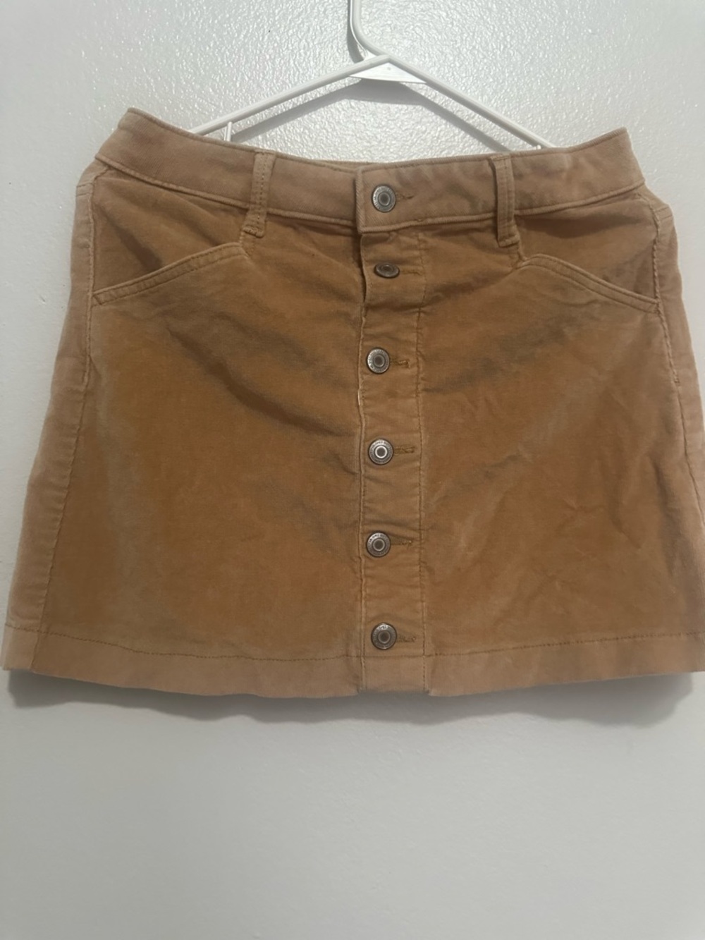 SO Tan Button-Front Corduroy Mini Skirt